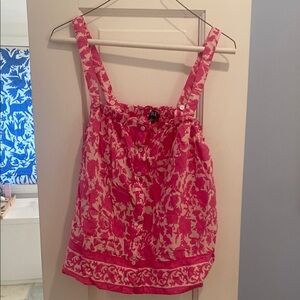 J.Crew, pink and white top with adjustable button straps. NWOT.